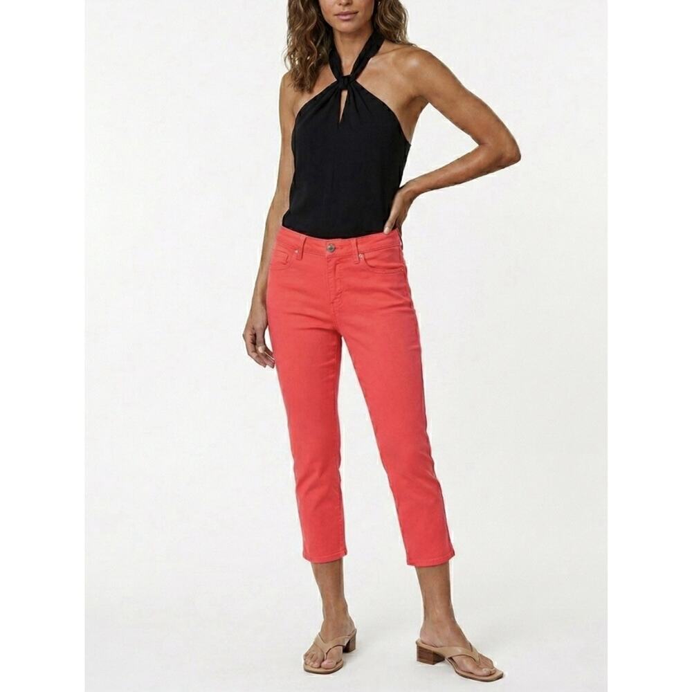 Y2K KUT From The Kloth Red Cropped Capri Jeans Low Mid Rise Straight Leg Sz 4